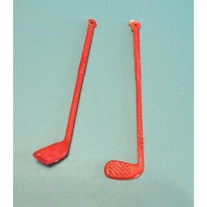 Vintage Barbie  Ken Doll Red Golf Clubs Lot of 2